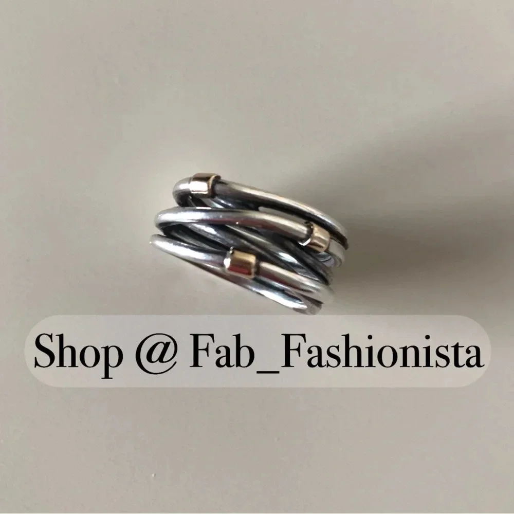 Pandora 14k gold and sterling silver ring retired size 58